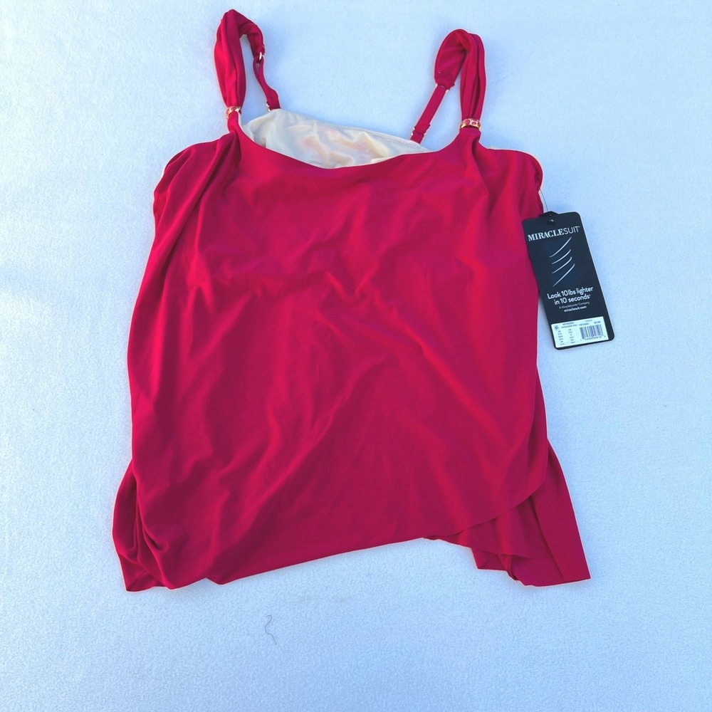 Miraclesuit Dazzle Tankini Top Grenadine Red Plus Size 20W Underwire 6518826W